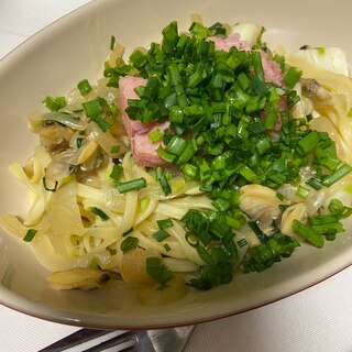 和風バター醤油のねぎとろパスタ